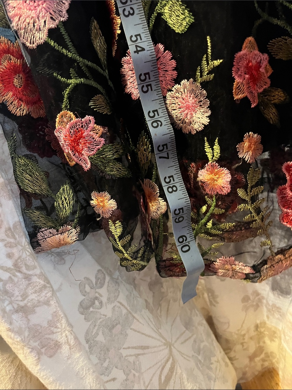 Lulu's Black Maxi Dress with Pink & Red Floral Embroidery Floor Length Long - Picture 9 of 9